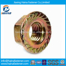 Color zinc plated carbon steel serrated hex flange nut